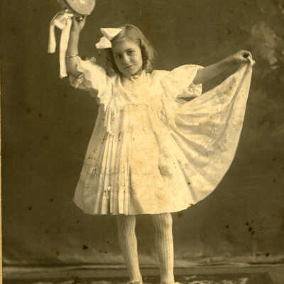 Johanna Lass holding the tambourine