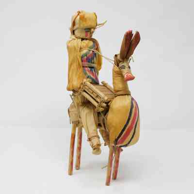Corn Shuck Figure - Man on Donkey