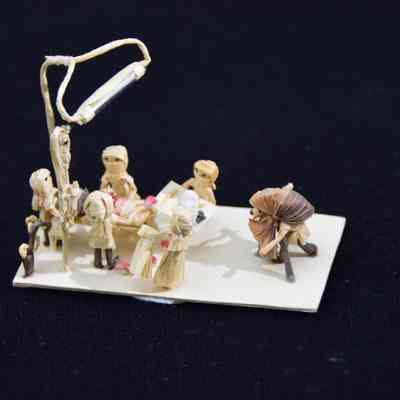 Miniature operating room scene figure