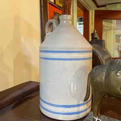 Blue stripe ceramic jug