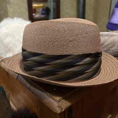 Straw Hat with Multicolored Band