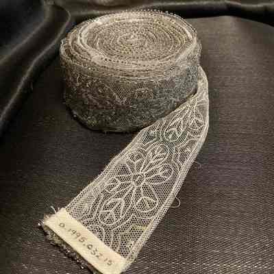 Silver Beaded Lace Strip
