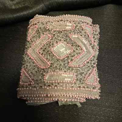 Pink and White Beaded Lace