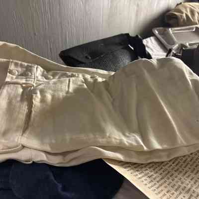 White Cotton Navy Pants
