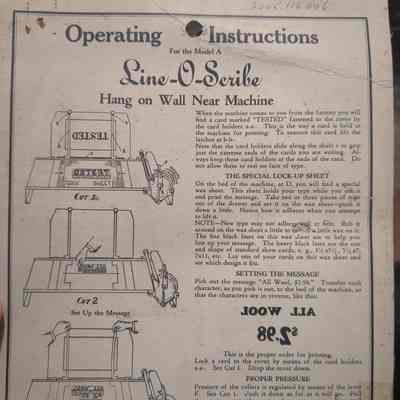 Operating Instructions For Model A