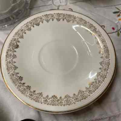 Gold & white teacup plate