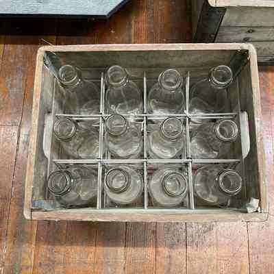 12 Plain Milk Bottles, 1 Quart