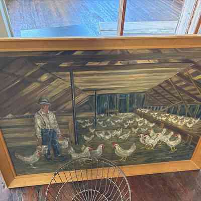 Painting of Man in Chicken Coop