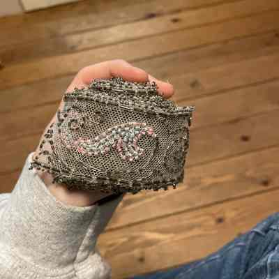 Strip of Gray Beaded Lace