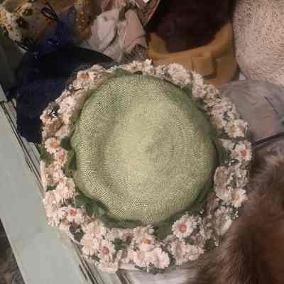 Green Floral Hat
