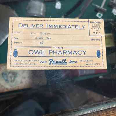 Delivery envelope from Owl Pharmacy