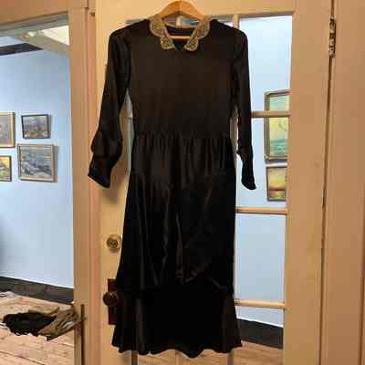 Black dress w/ tan & blue collar