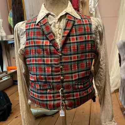 Plaid gold button vest
