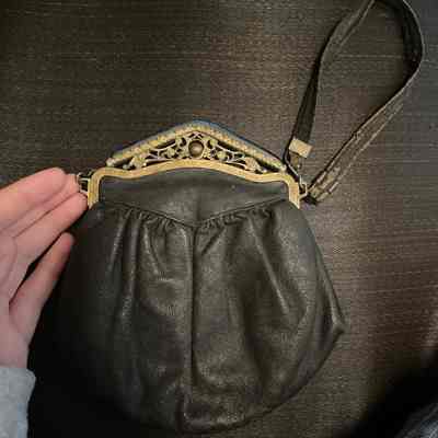 Black leather dress purse