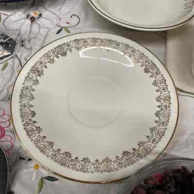 Gold & white teacup plate