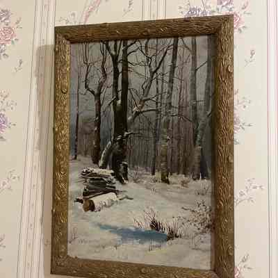 Winter landscape painting