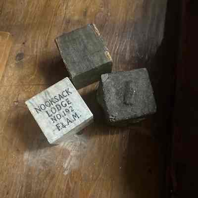 Nooksack lodge marker stone and wooden stone painted bricks