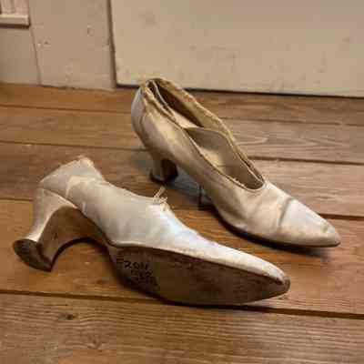 White satin heels
