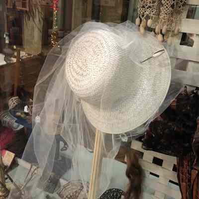 White Veiled Hat