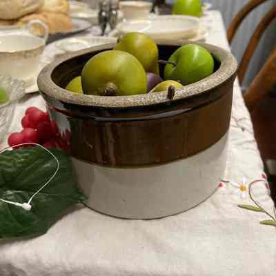 Brown & white ceramic jar
