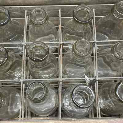 12 Plain Milk Bottles, 1 Quart