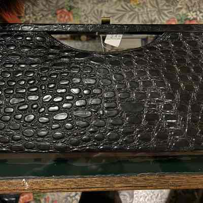 Long Black Alligator Clutch