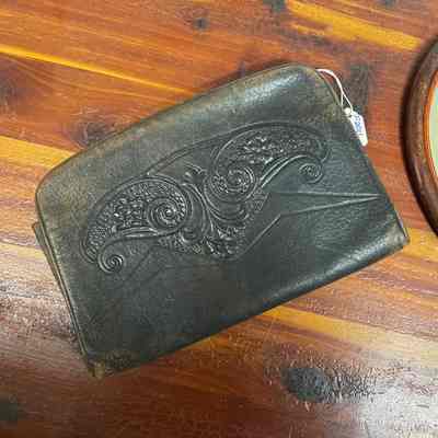 Black leather clutch