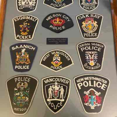 Twelve BC Municipal Police patches