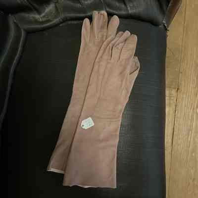 Leather taupe color gloves