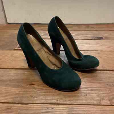 Suede dark green heels