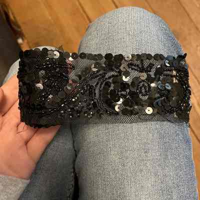 Black Sequin Lace Strip
