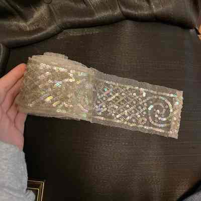 White Sequin Lace Strip