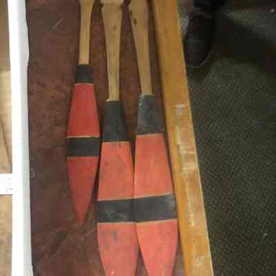 Red and Black Wooden Oars