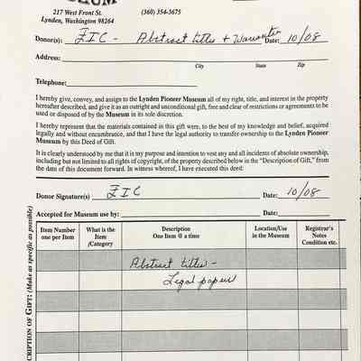 Abstract Titles and Warrants - Legal Papers (See lists that need to be found)