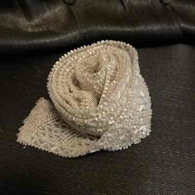 White Beaded Lace Strip