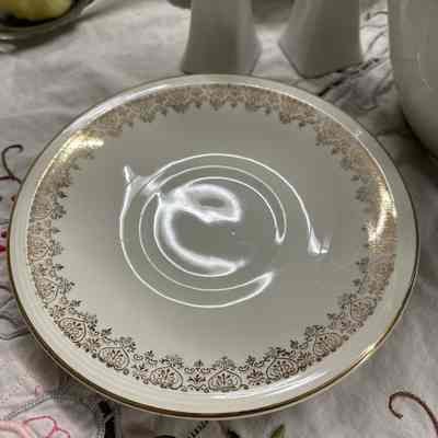 Gold & white teacup plate