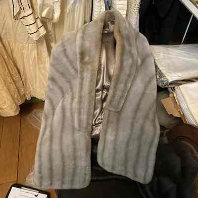 Blue fur & satin cape