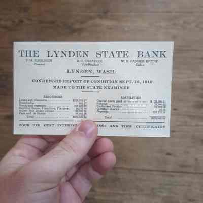 Lynden State Bank Condensed Report; September 1919