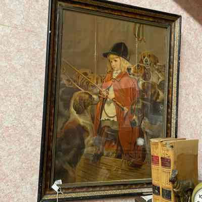 Painting of girl w/ hounds