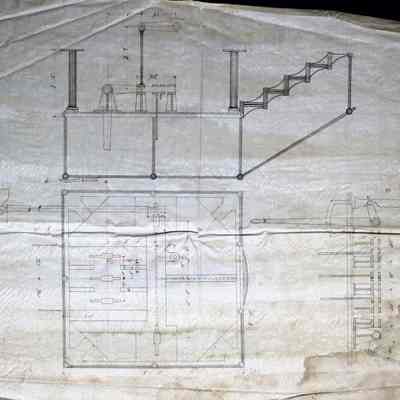 Layout of a building with three waterwheels