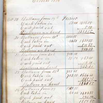 1874 -1876 Daily Cash Balance Book