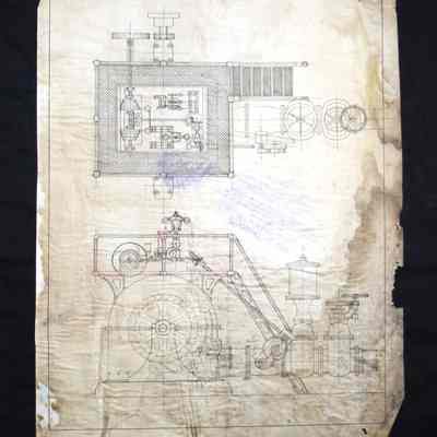 Water wheel with governor and valves including top view