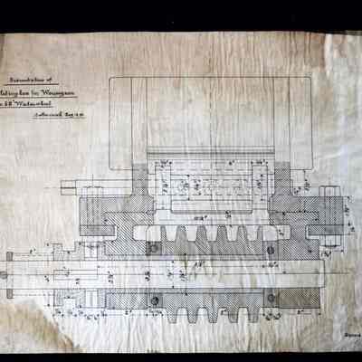 Groundplan of sliding box for Wormgear for 58" Waterwheel