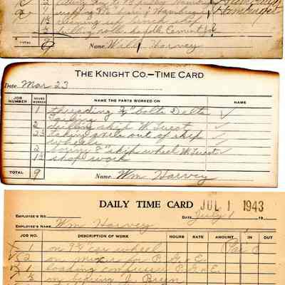 Daily Time Cards for William Harvey