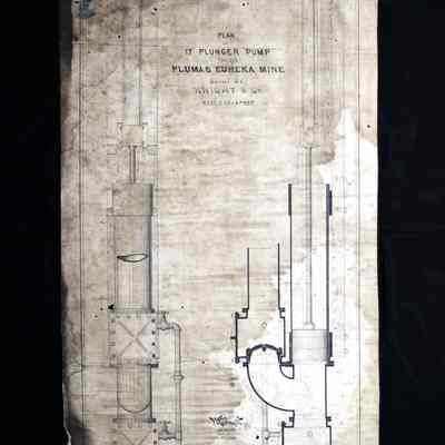 Plan of 17" Plunger Pump for the Plumas Eureka Mine built by the Knight & Co.