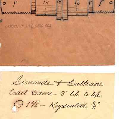 2 small drawings for 8 inch cast cams for Simonds and Latham