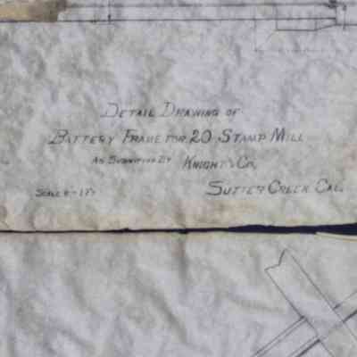 Detail Drawing of Battery Frame for 20 Stamp Mill as Submitted by Knight and Co.