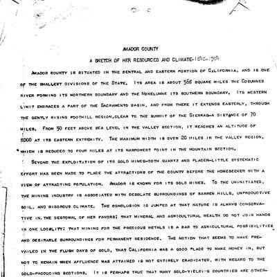 Sketch of Amador County, 1904