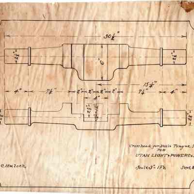 Drawing of a Crosshead for a Nozzle Tongue, 58" Wheel for Utah Light and Power Co.