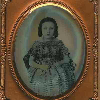 Seated Girl, Print Dress